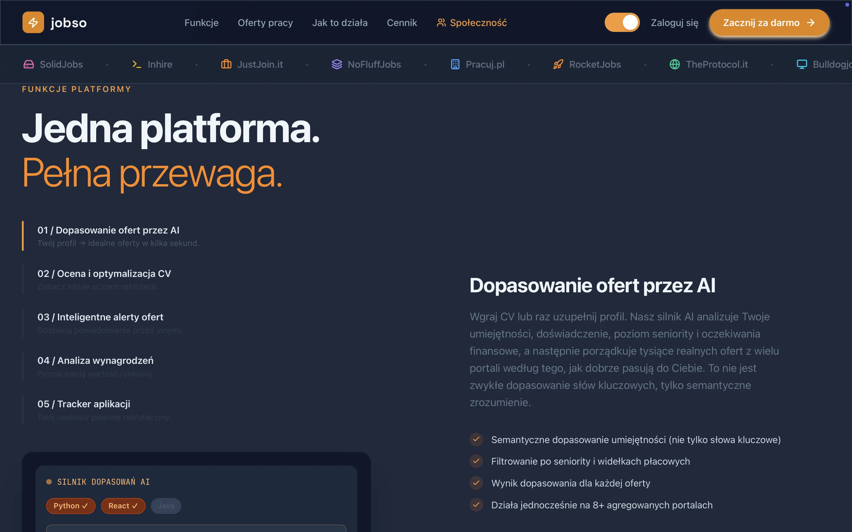 Jobso - profil kandydata i dopasowanie