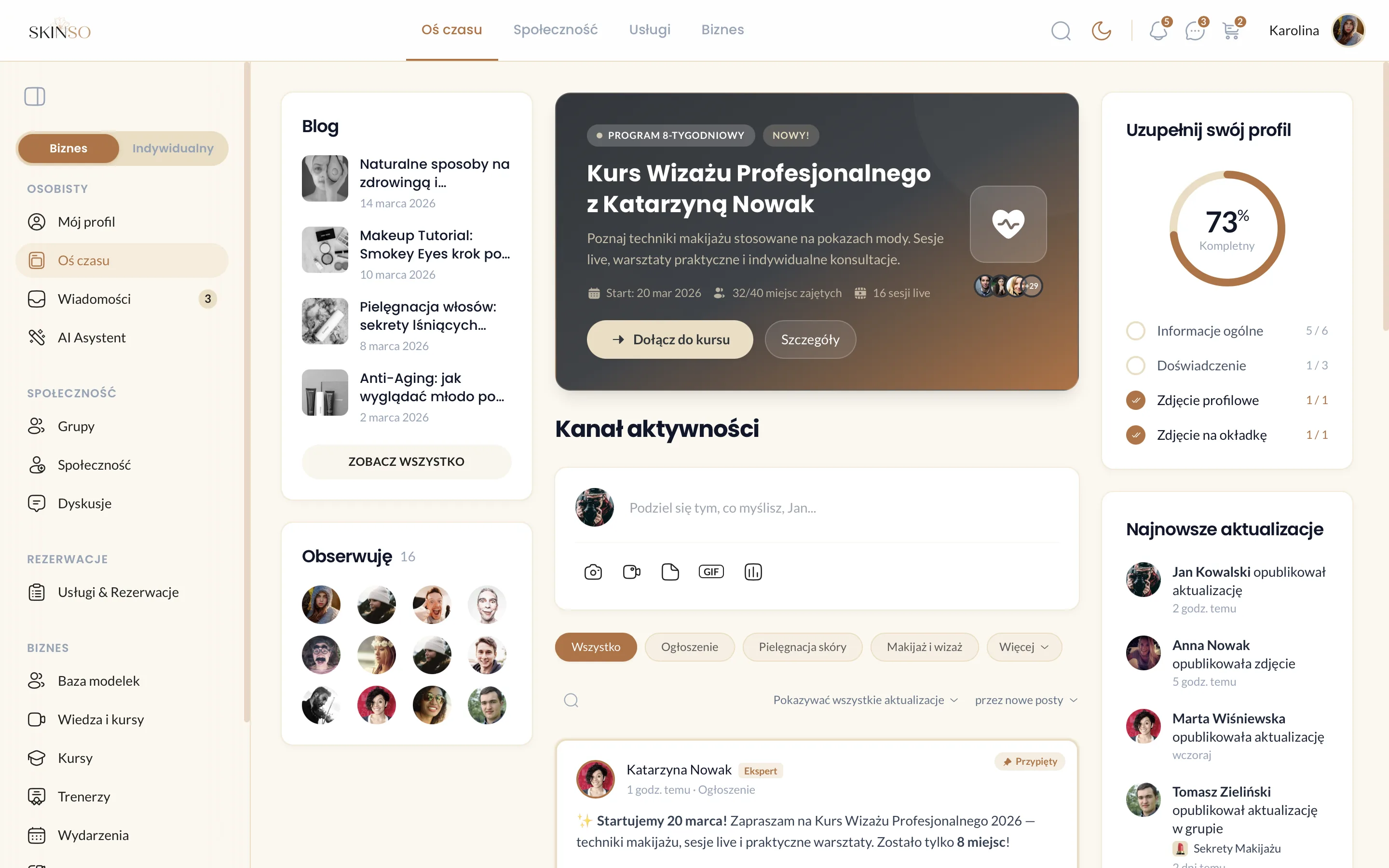 Skinso - panel kursów i społeczności